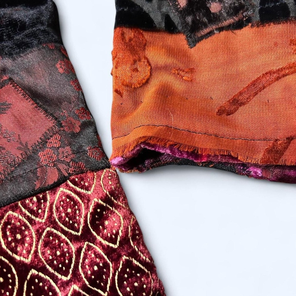 Whimsigoth Velvet Orange Patchwork Jacket by Hear… - image 4